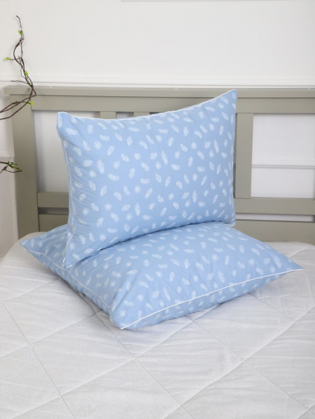Наперник на молнии 70*70см (Перья, голубой)
