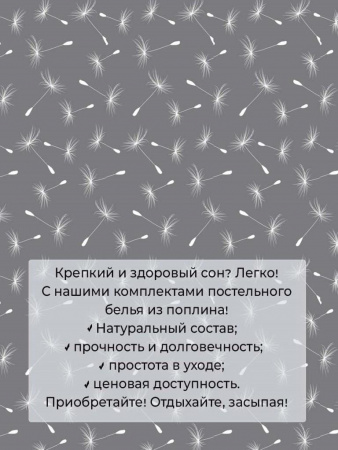 Комплект постельного белья 2-спальный с Евро простыней,на молнии, поплин (Пушинка)